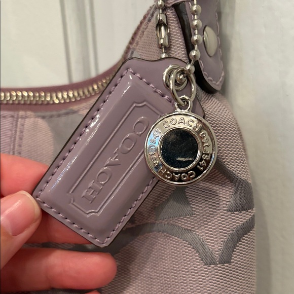 Y2K Coach Lavender Signature Stripe Demi 2Way Shoulder Bag with 
